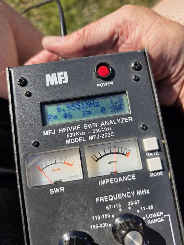 Ikara site, 20 September 2026 &mdash; MFJ-259C — 6.9551 MHz, SWR 1.0